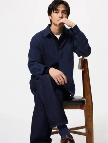 미사용 새상품 UNIQLO 플란넬 셔츠 네이비 남녀 공용 S
