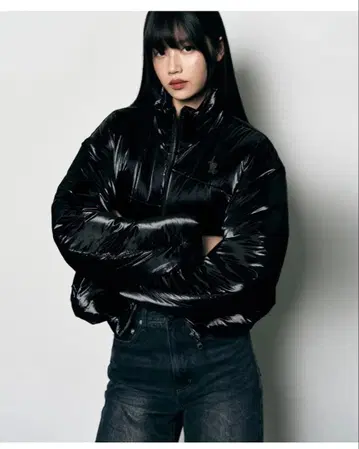 LEATHERY Puffer Jacket 블랙 다운 자켓