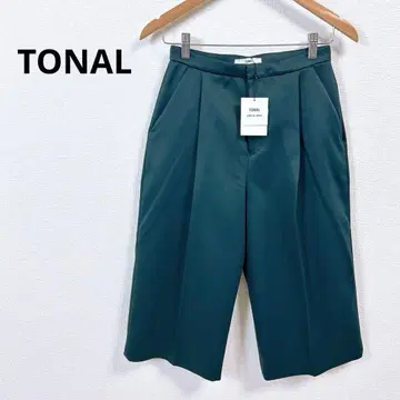 [택 포함 새상품] 토날 *턱 새틴 세미 와이드 크롭 팬츠 그린 M