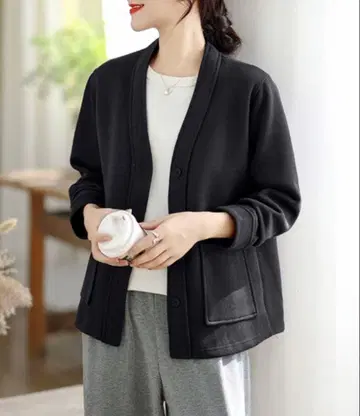 플리스 블랙 가디건 긴팔