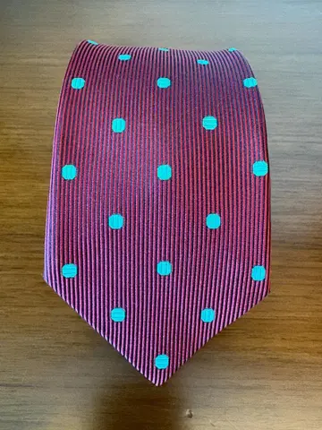 가르송 HOMME DEUX 와인 레드 스카이블루 도트 넥타이