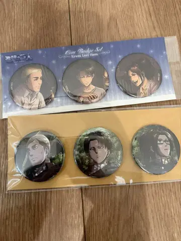 진격의 거인 엘빈 리바이 한지 캔뱃지 세트