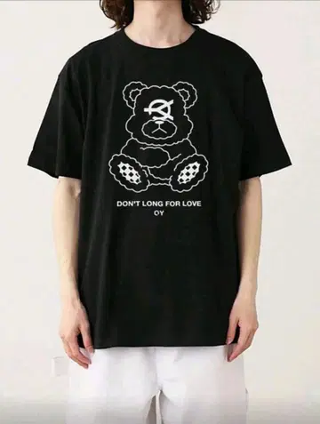OY 오버 사이즈 T셔츠 블랙 곰 디자인