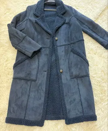 BARAK 바락 무스탕 코트 롱 코트 네이비 무스탕