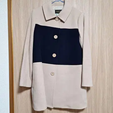 울 코트 베이지 블랙 바이컬러 코트