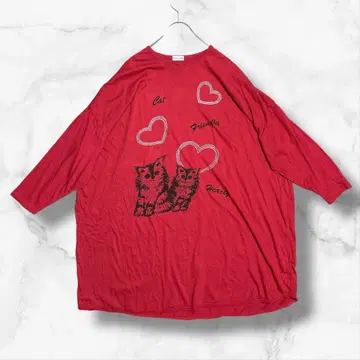 [ loose club ] 긴팔 티셔츠 원피스 튜닉 고양이 하트