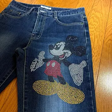 JUNE CLUB 반짝이는 스팽글 미키 청바지