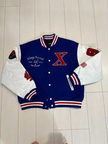 XLARGE 바시티 자켓 파랑 화이트 자수