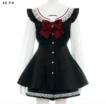 시크릿허니 레이스 세일러 카라 셋업 블랙