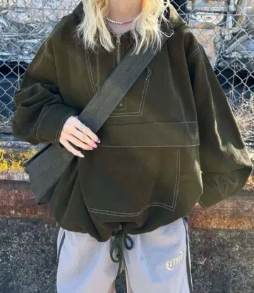 sedacle 세다클 배색 스티치 아노락 후드티