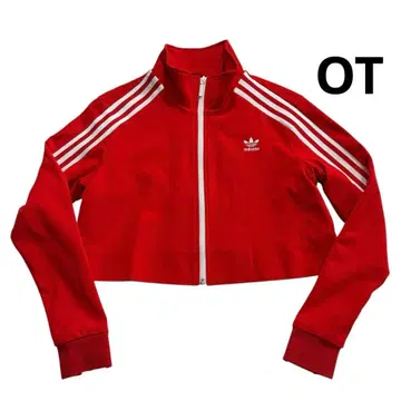 Adidas 숏 기장 트랙 자켓 OT 빨간색 화이트 트레포일 자수