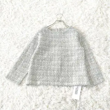 미사용 새상품 KOBE LETTUCE 트위드 노카라 상의 M 라이트 블루