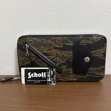 미사용 새상품 SCHOTT 샷 클러치백 장지갑 카모플라주 라이더스