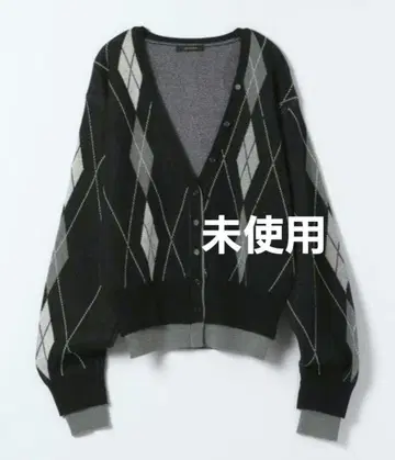 미사용 지나시스 12G 레이어드 아가일 V넥 가디건 블랙
