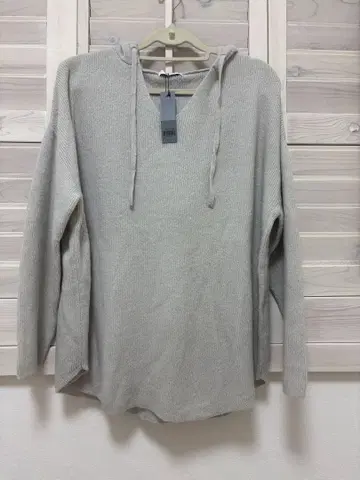 JEANASIS 그레이 후드 부착 스웨터 F