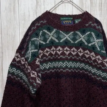 [ 빈티지 울 100% ] 차터 클럽 노르딕 무늬 긴팔 니트 M