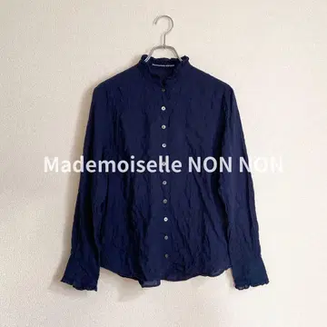 Mademoiselle NONNON 셔츠 블라우스 네이비 프릴