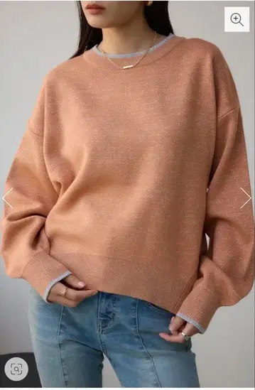 오렌지 긴팔 맨투맨 라이크 자카드 니트