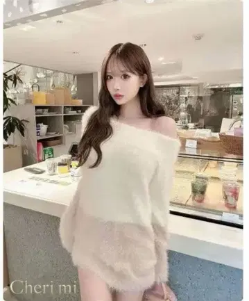 원숄더 샤기 니트탑 cherimi