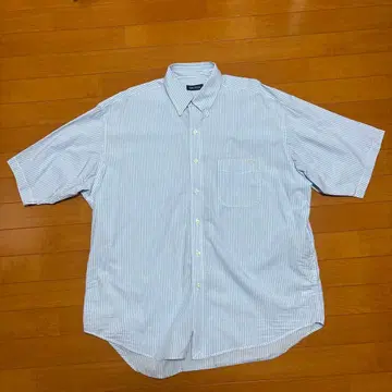 Nautica 반팔 셔츠 파랑과 화이트 스트라이프 L