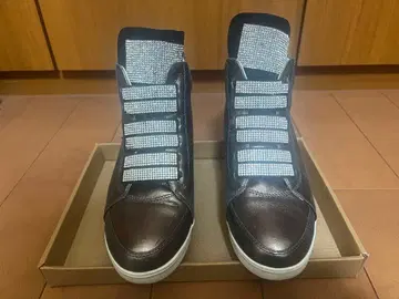 칼리시모알테 건메탈 브라운 반짝이 비쥬 하이컷 스니커즈