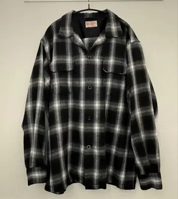 새상품급 TOWNCRAFT 옴브레 체크 셔츠 60s 복각 블랙 화이트