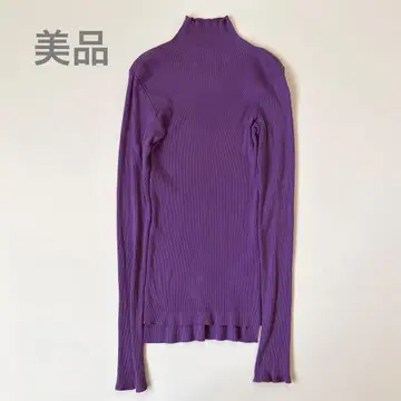 AURALEE GIZA HIGH GAUGE RIB KNIT TURTLE