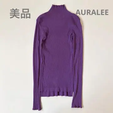 AURALEE GIZA HIGH GAUGE RIB KNIT TURTLE