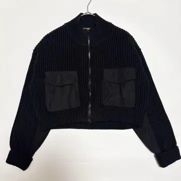 RISLEY 이소재 도킹 니트 자켓 블랙 나일론