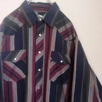 랭글러 스트라이프 웨스턴 셔츠 빈티지 90s 나이스 컬러