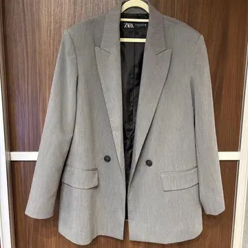 ZARA 그레이 더블 버튼 자켓 XS