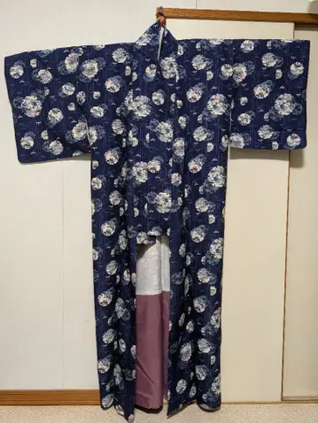 네이비 컬러 이중 기모노 코몬 워셔블 기모노