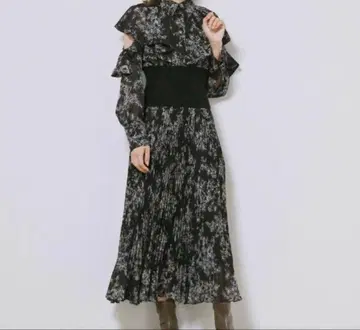 snidel 허리 리브 원피스 BLACK S 0 사이즈