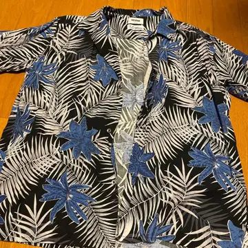 레인 스푸너 알로하 셔츠 블랙 아오바 패턴