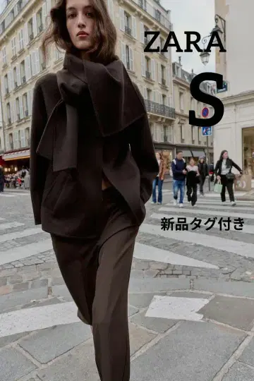 ZARA 울 숏 스카프 코트 S