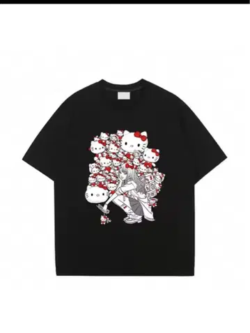 헬로키티 프린트 T셔츠 블랙