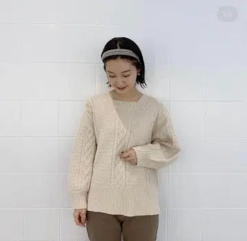 flower 스퀘어 아란 니트