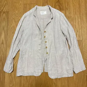 homeworking 린넨 노카라 자켓 셔츠 베이지