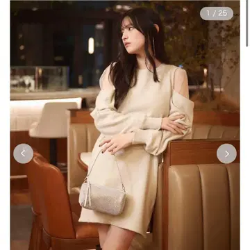 snidel 시스루 숄더 니트 원피스