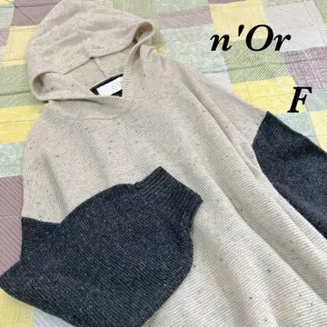 [ n'Or ] 누아르 라벨 니트 후드티 컬러풀 네프 니트 후드티