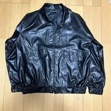 블랙 합성 피혁 가죽 자켓