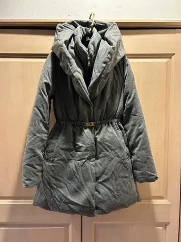 rienda 그레이 후드 부착 다운 자켓