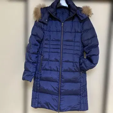 네이비 퍼 롱다운 코트