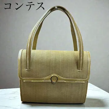 콤테스 COMTESSE 호스헤어 x 가죽 핸드백 연두색