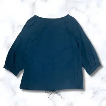 블라우스 7부 소매 다크 블루 여성용 상의 M 캐주얼 가을 봄