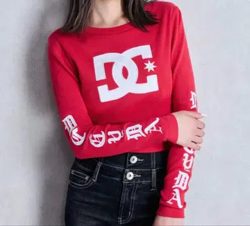 GYDA x DC 로고 프린트 긴팔 T셔츠 레드