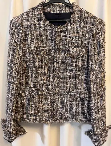 아나이 노카라 트위드 자켓 브라운 x 네이비