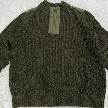 L.L.Bean 올리브 그린 짙은 녹색 면 100% 하프 지퍼 빅