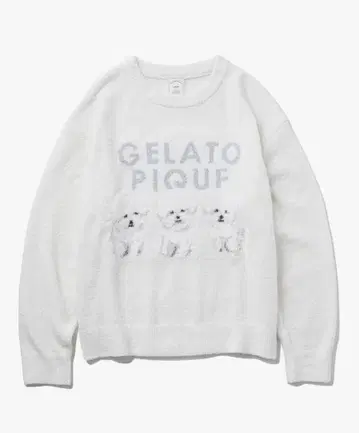 GELATO PIQUF 강아지 자수 화이트 룸웨어