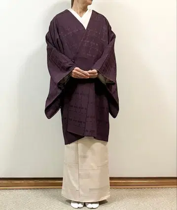 화장 67.5 기장 94 순수 실크 도중옷 경보라색